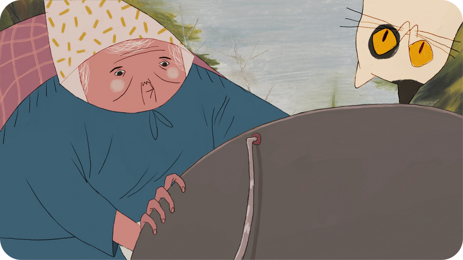 Illustration d'une vieille dame et de son chat tirée du film 