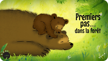 Illustration d'une maman ourse et de son ourson tirée du programme Premiers pas dans la forêt.
