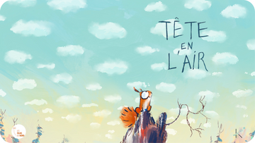 Jaquette du court métrage Tête en l'air de Rémi Durin montrant un écureuil en train de contempler les nuages.