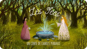 Fées au bord de la fontaine illustration d'Elin Manon pour le conte Les Fées disponible sur Tikino
